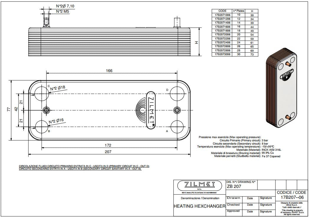 Scambiatore baxi 16 piastre DUO TEC COMPACT LUNA AVANT BLU 24