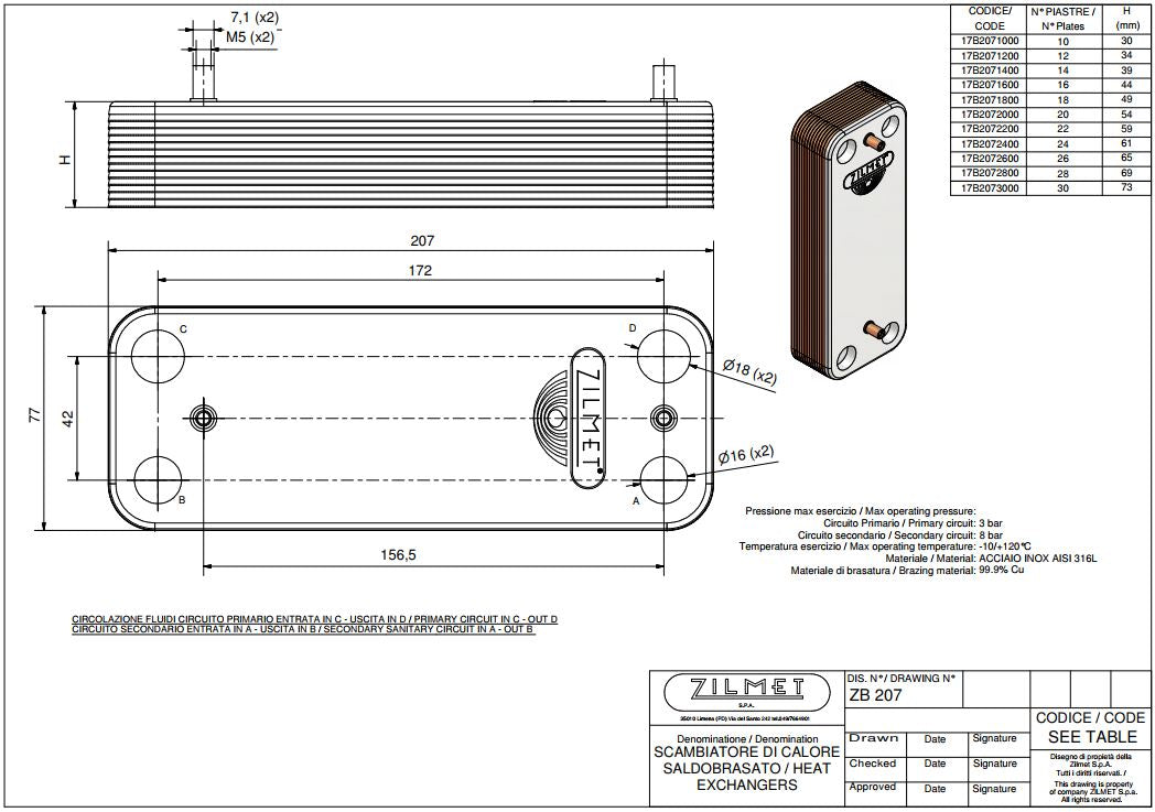 Scambiatore secondario Baxi 12 piastre jjj005686670 ex 005653660 JJJ005686660 compatibile