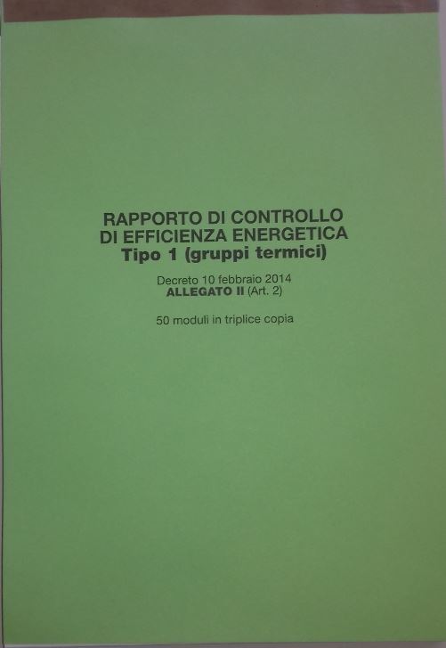 KIT 50 RAPPORTO DI CONTROLLO DI EFFICIENZA TIPO 1 (gruppi termici)